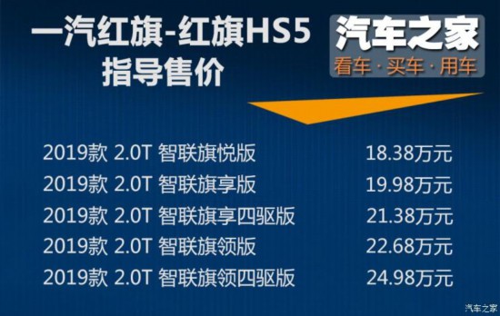 一汽紅旗 紅旗HS5 2019款 2.0T 智聯(lián)旗領(lǐng)四驅(qū)版